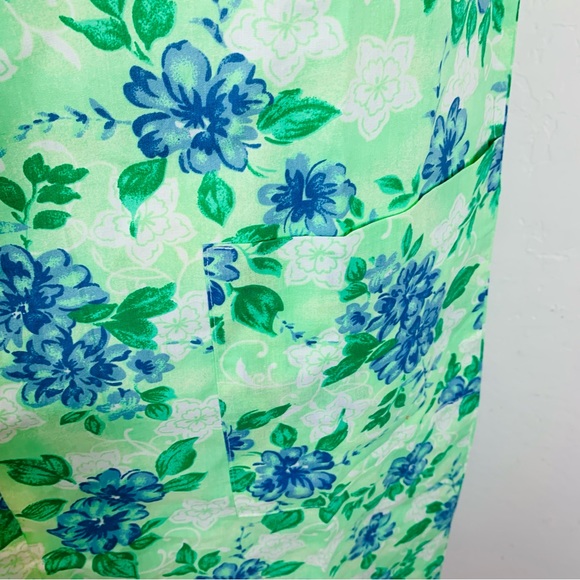 Y2K Anthony Richards Size Medium Md M Floral Green Blue House Dress Sleeveless - Picture 8 of 10
